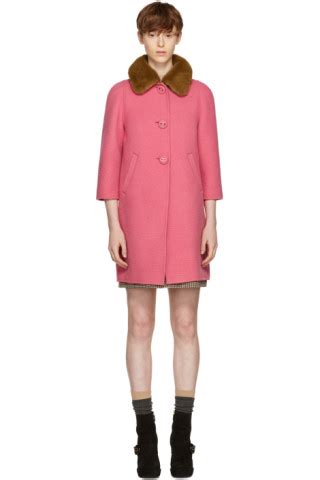 prada pink fur collar camel coat|leather camel coat.